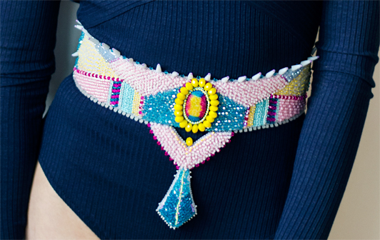Bead embroidered belt by Rasa Vilcinskaite